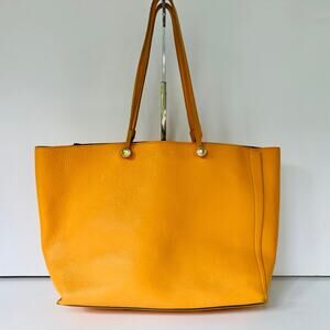 FURLA Eden Medium East West Tote Bag Mandarin Orange Pebbled Top Handle